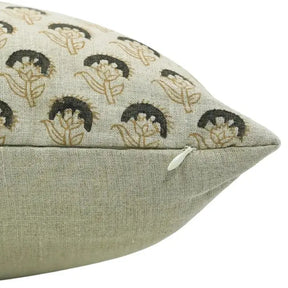Traditional Handmade Block Print Boho Pure Linen Pillow Cover- Juju Flower