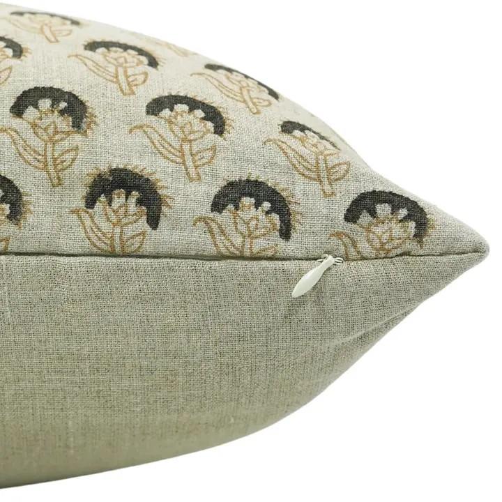 Traditional Handmade Block Print Boho Pure Linen Pillow Cover- Juju Flower