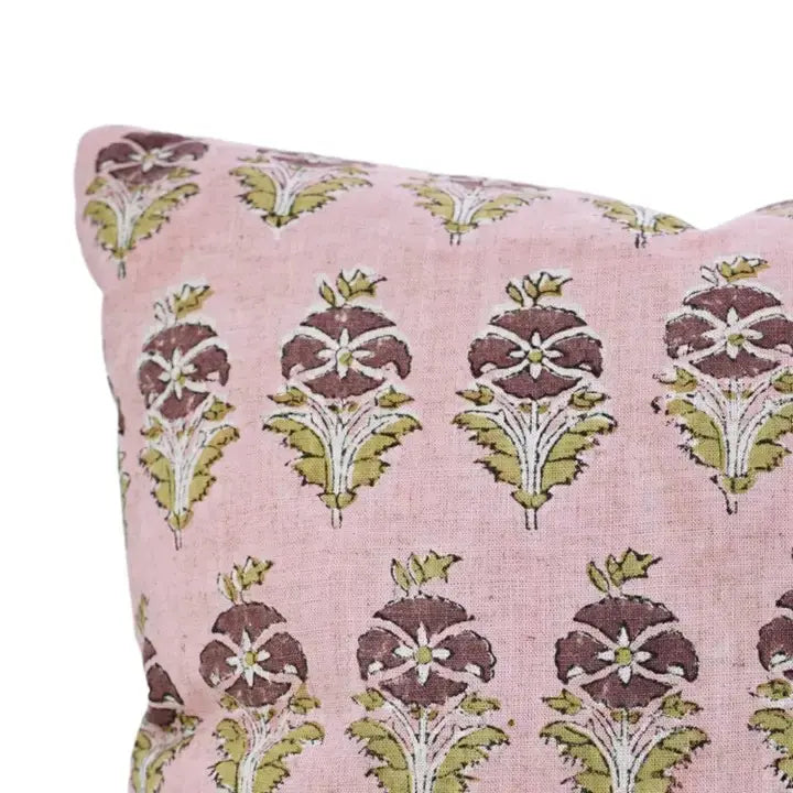 Classic Hand Block Printed Viscose Linen Pillow Cover - Mormukut