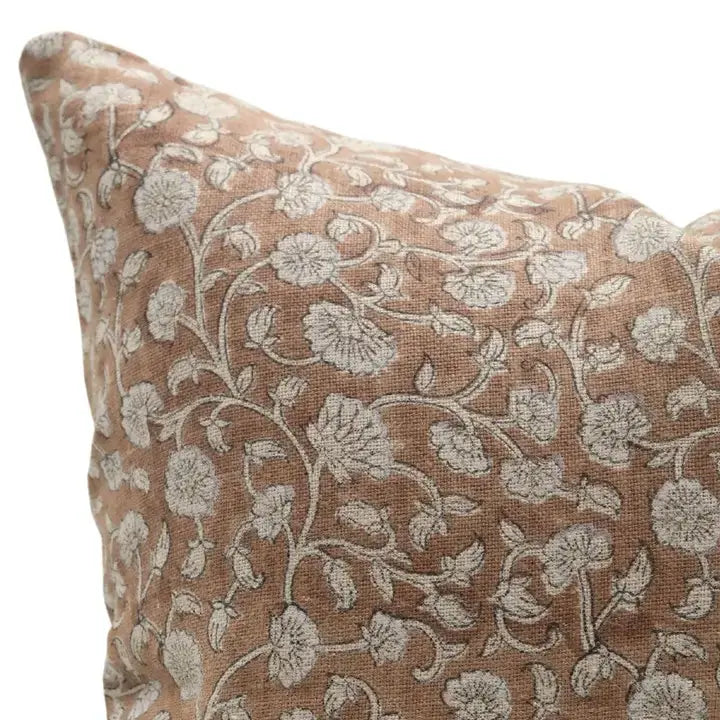 Stylish Floral Block Print Thick Linen Cushion Cover - Himachal