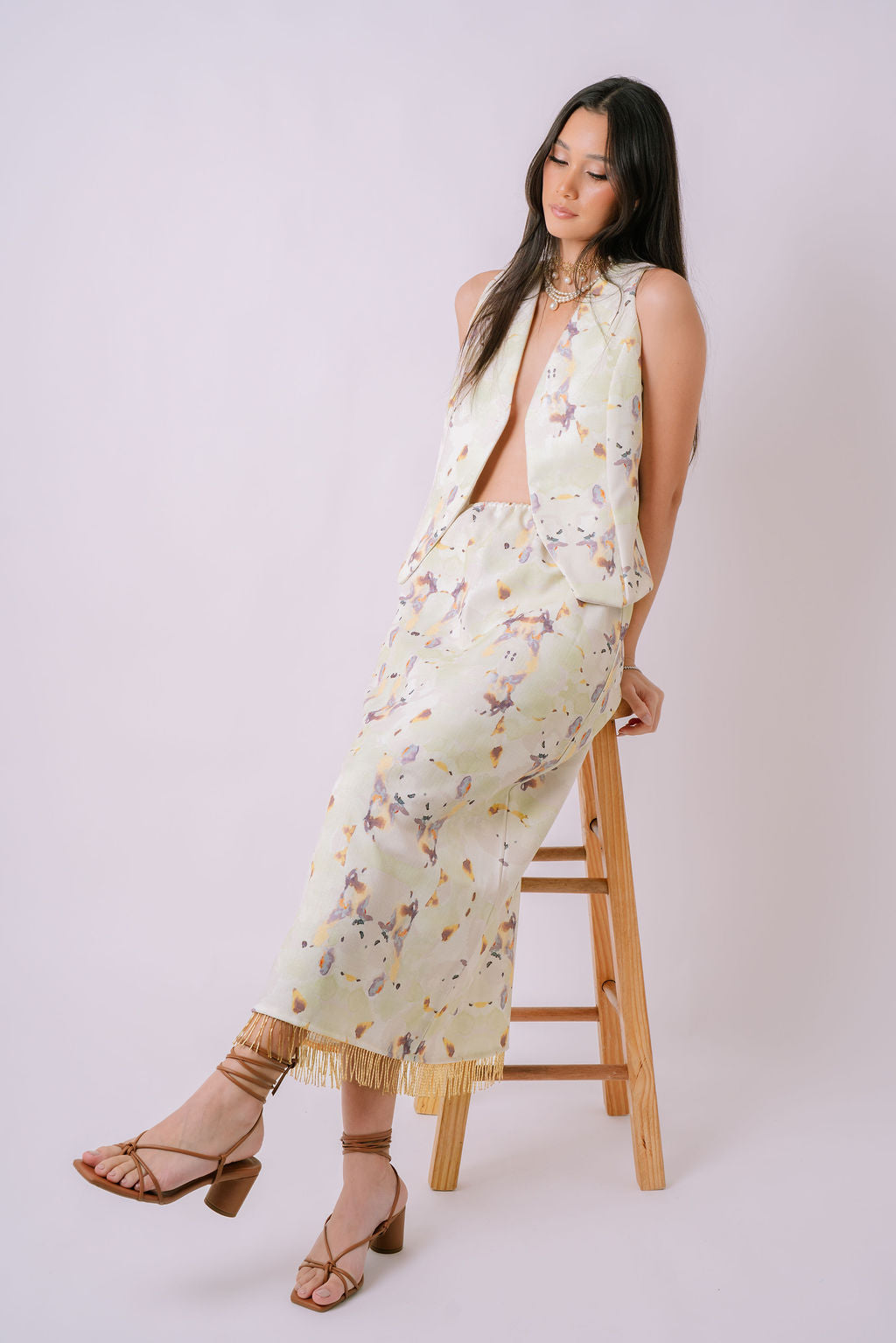 Camellia Beaded Midi Skirt