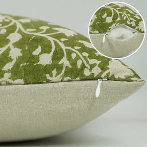 Bohemian Handmade Block Printed Pure Linen Cushion Cover - Firoza