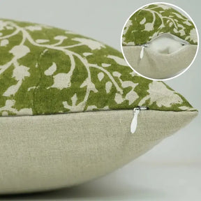 Bohemian Handmade Block Printed Pure Linen Cushion Cover - Firoza