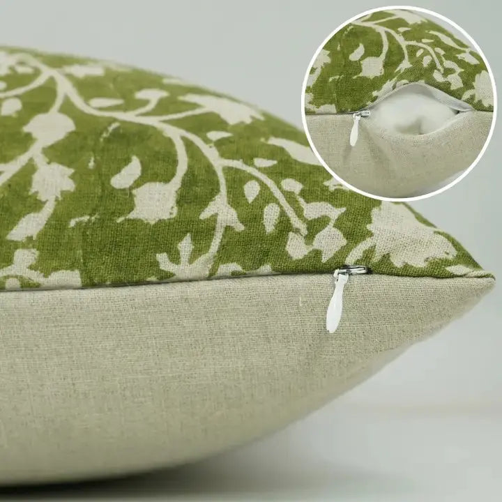 Bohemian Handmade Block Printed Pure Linen Cushion Cover - Firoza