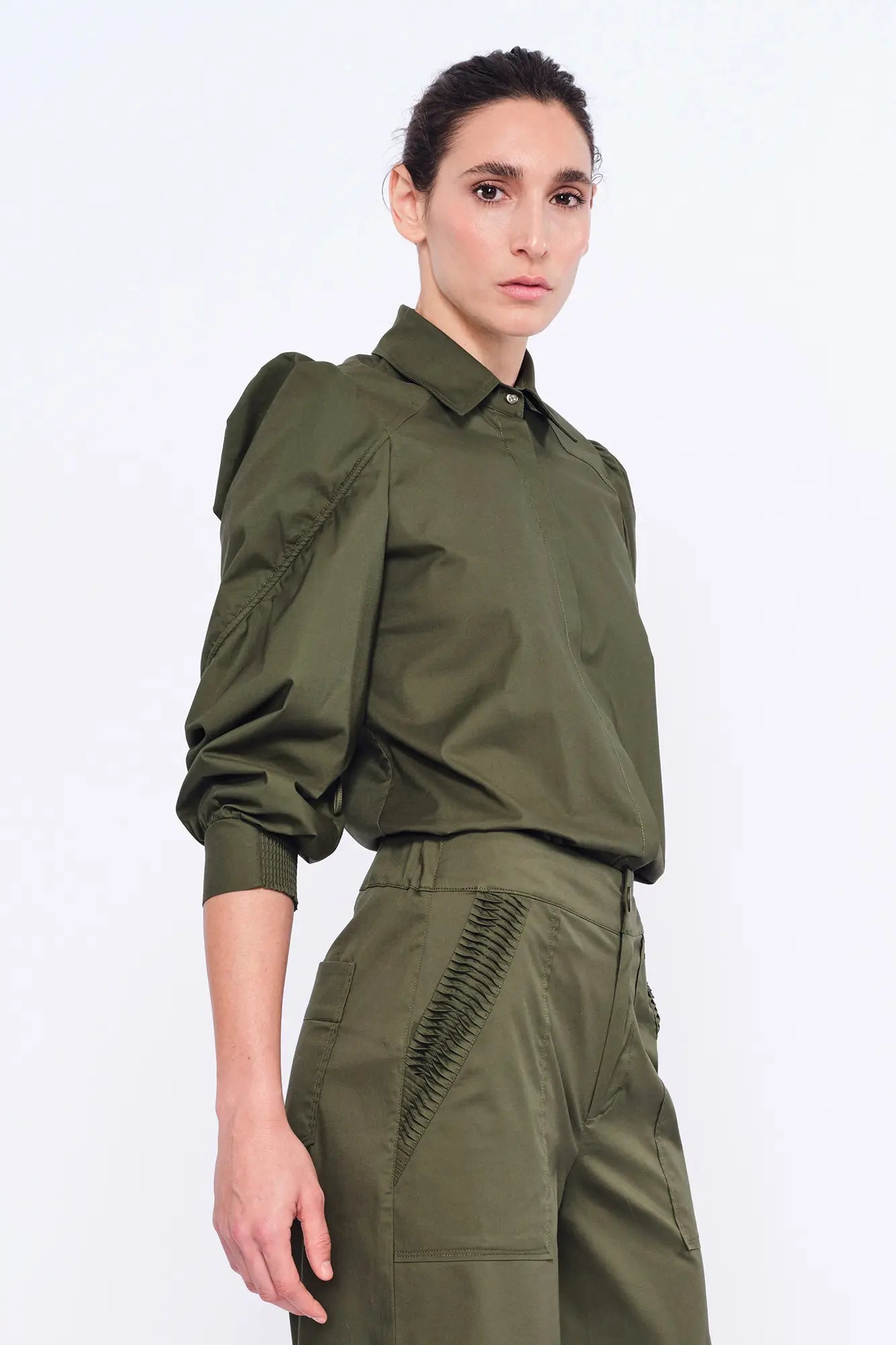 Bimba Puff Sleeve Blouse | Olive