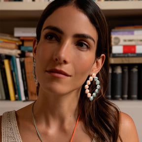 CARMEN Large Oval Half Ceramic spheres earrings