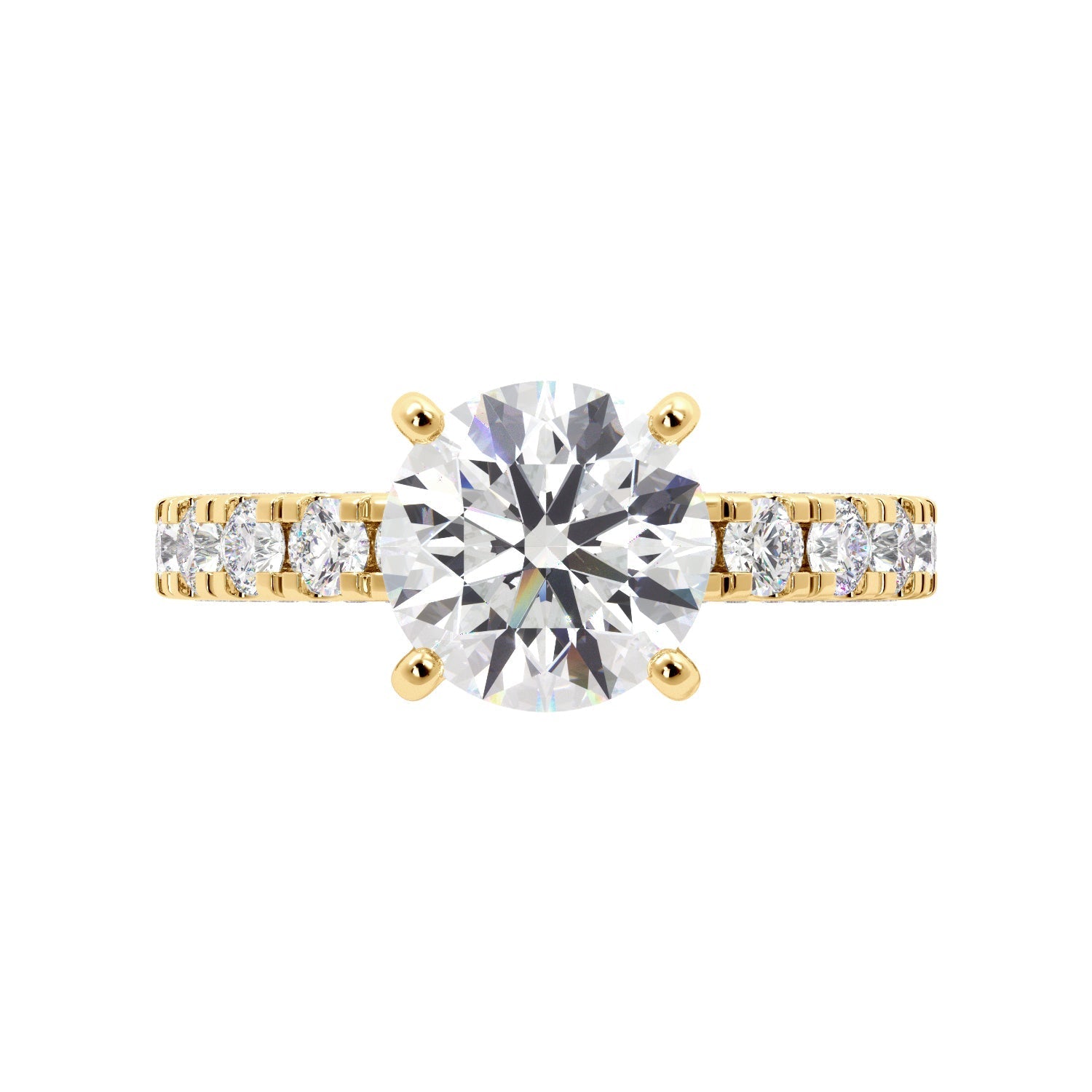 Round Diamond Iced Out Micropave Engagement Ring
