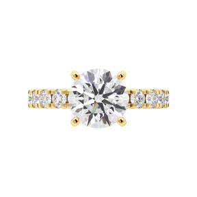 Round Diamond Iced Out Micropave Engagement Ring