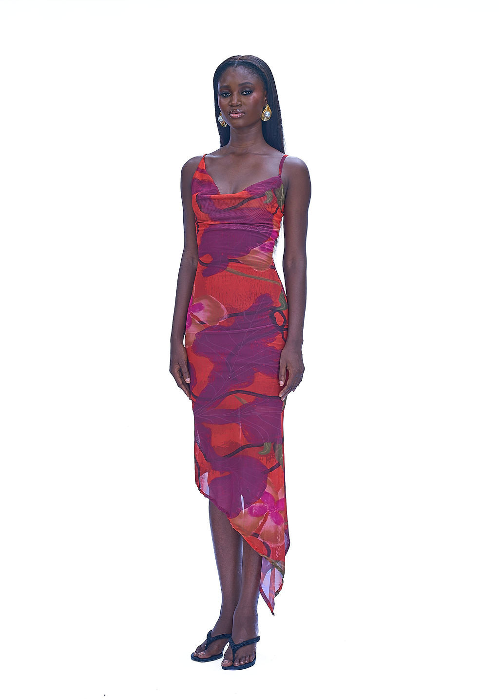 CHAY MESH DRESS  - ORANGE CALA