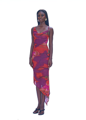 CHAY MESH DRESS  - ORANGE CALA