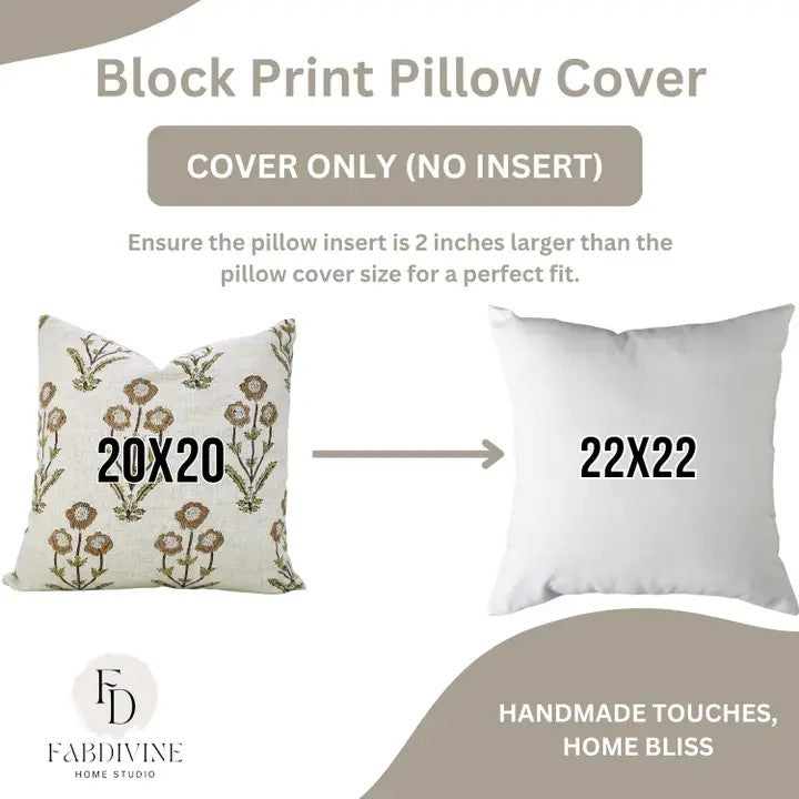 Unique Hand-Block Printed Design Viscose Linen Pillow Cover - Amitabh