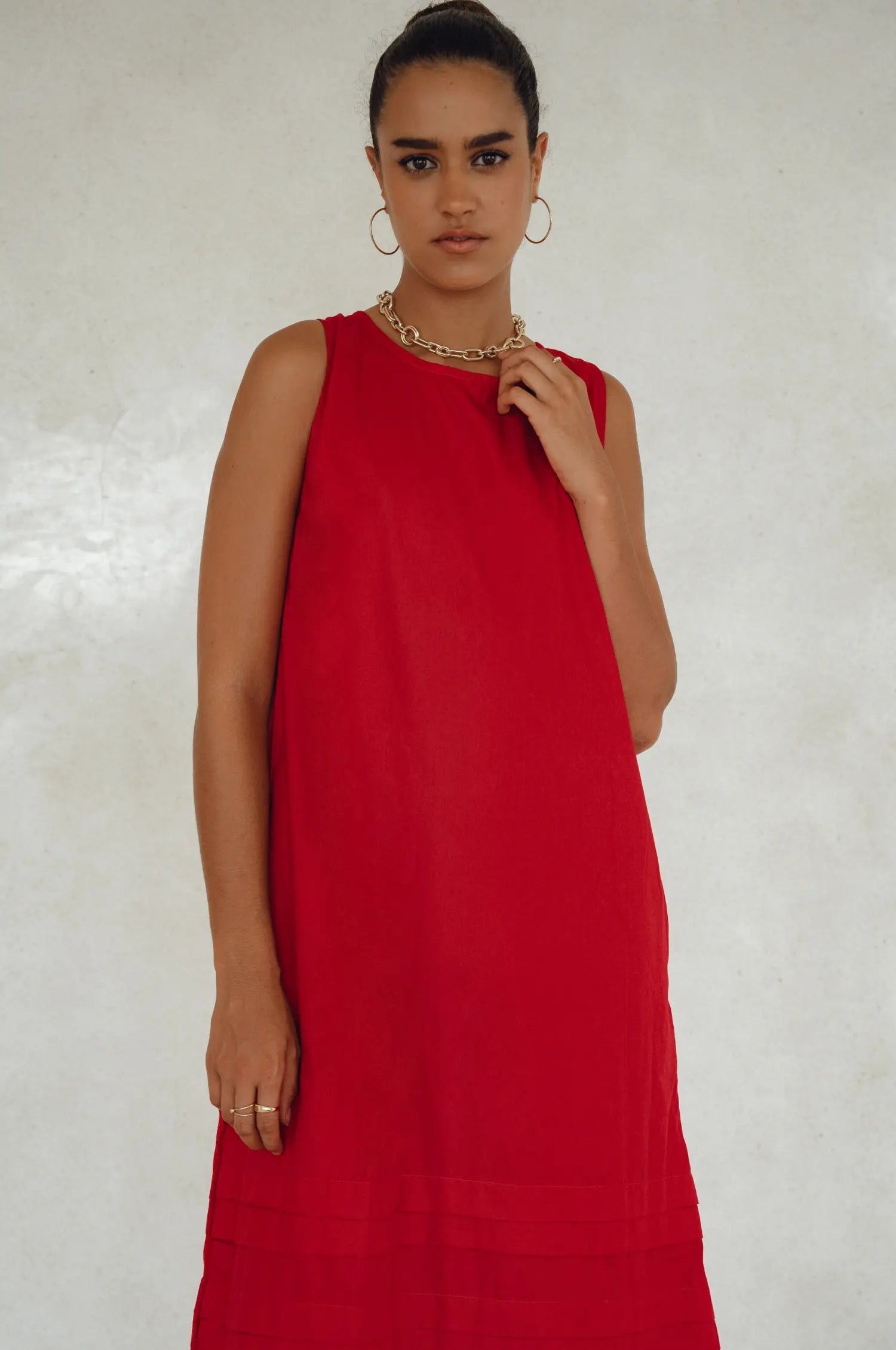 Beloved Cara Slip on Cotton Maxi Dress - Red
