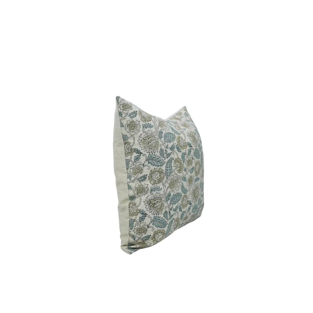 Unique Block Print Linen Blend Pillow Cover - Mandakini