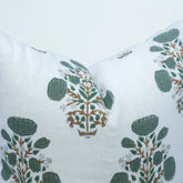 Handmade Block Print Pure White Linen Pillow Cover - Swadesh