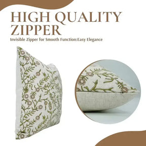 Home Decor Hand Block Print Viscose Linen Pillow Cover - Shejan