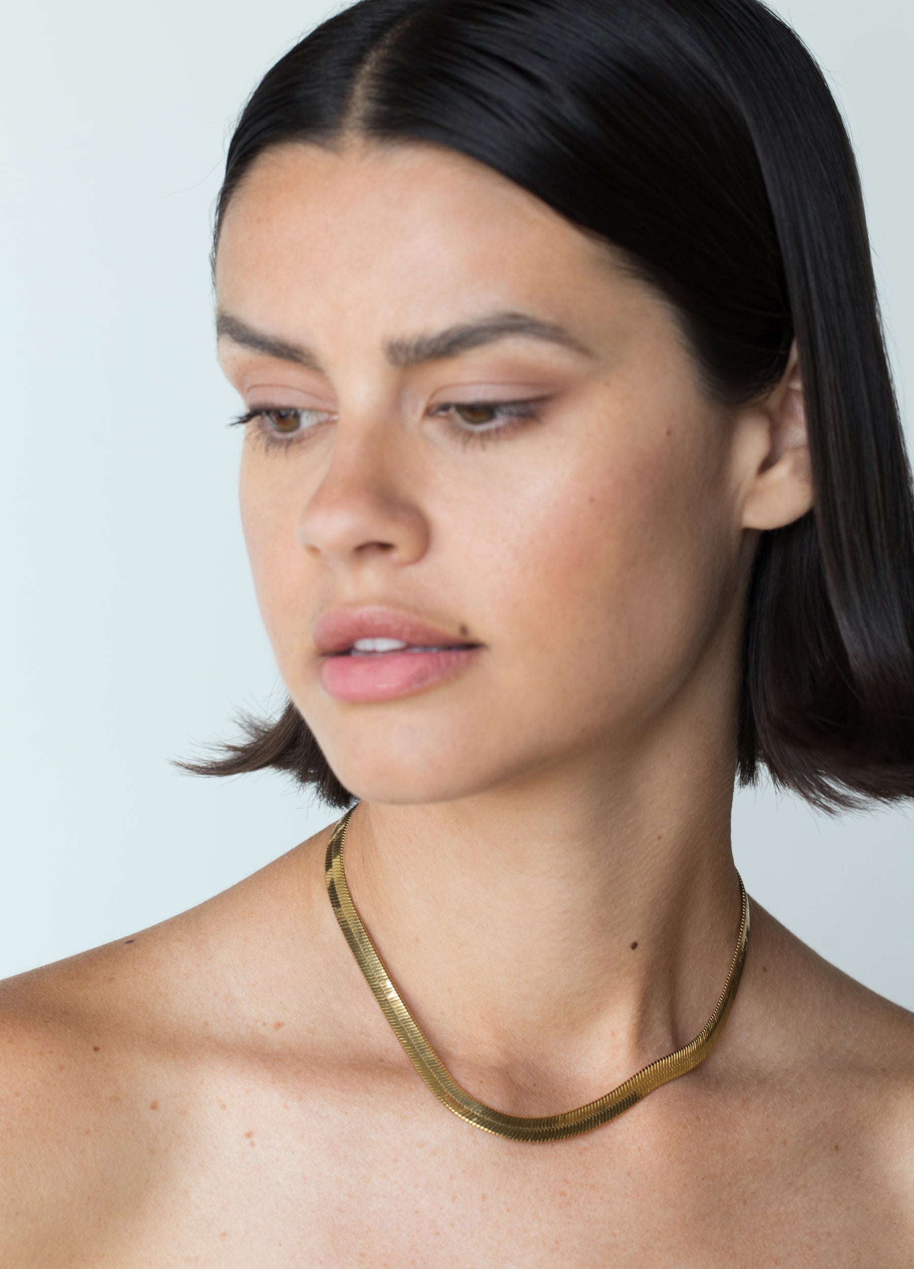 Ennis Herringbone Snake Chain Gold Necklace