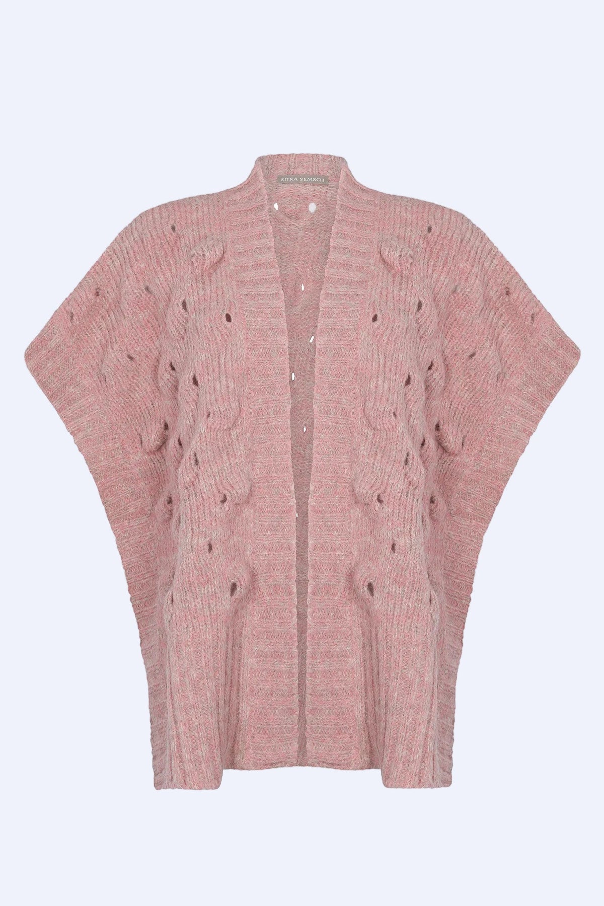 Dayana Alpaca Fringe Poncho | Rose Melange