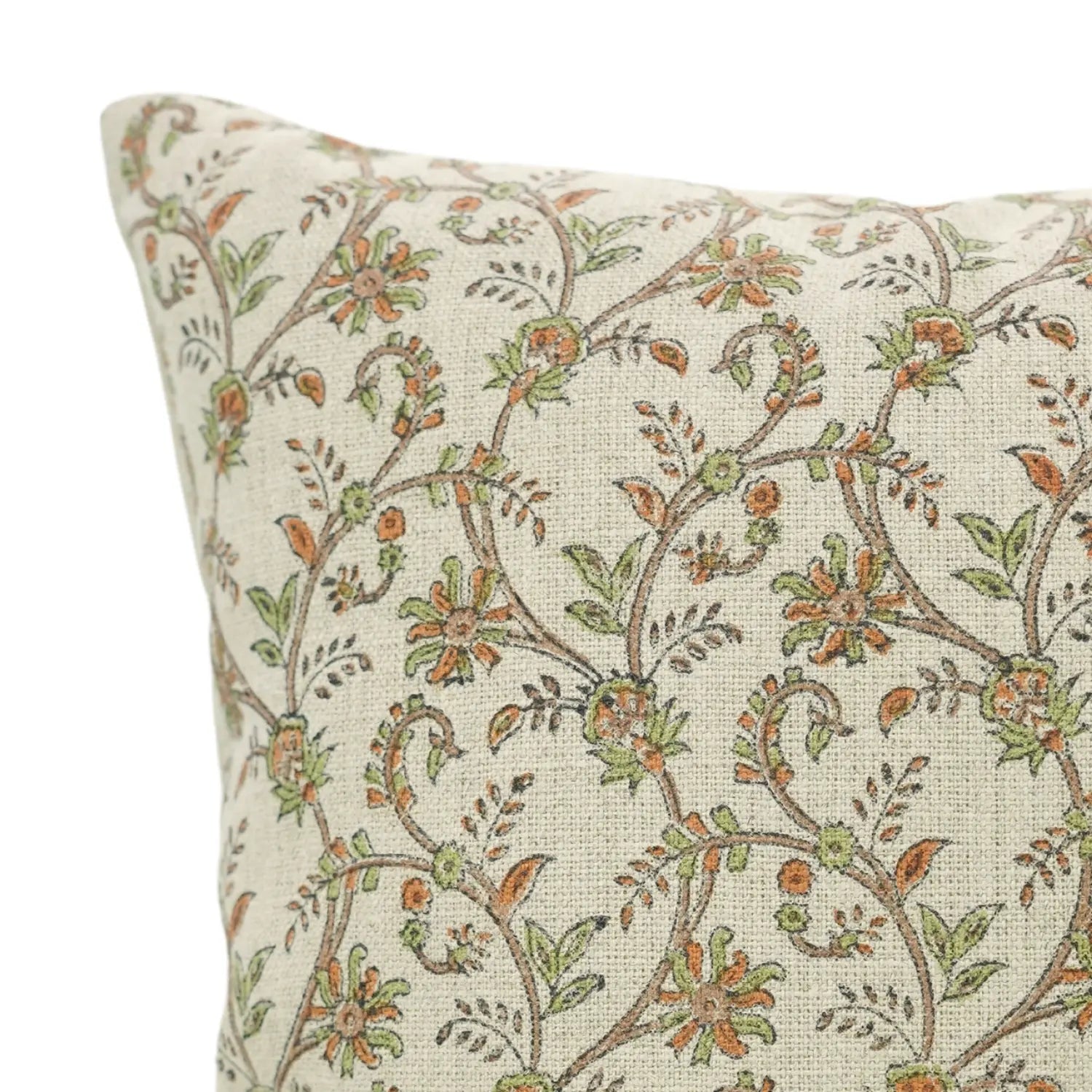 Hand Block Print Thick Linen Pillow Cover - Varanasi Cushion For Living Room