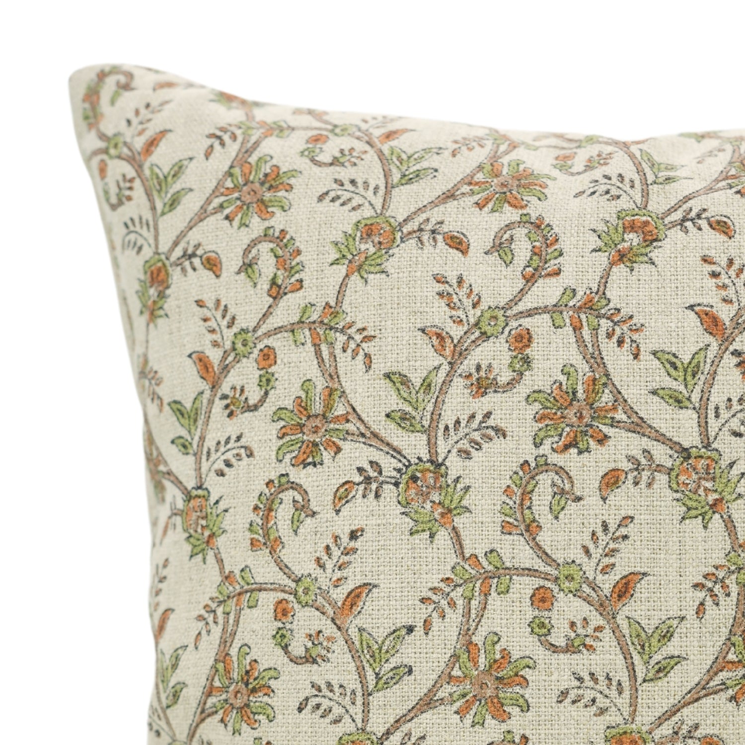 Hand Block Print Thick Linen Pillow Cover - Varanasi Cushion For Living Room