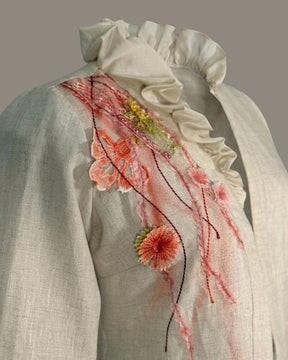 LINAJE - Hand-Embroidered Linen Jacket and Trousers Set