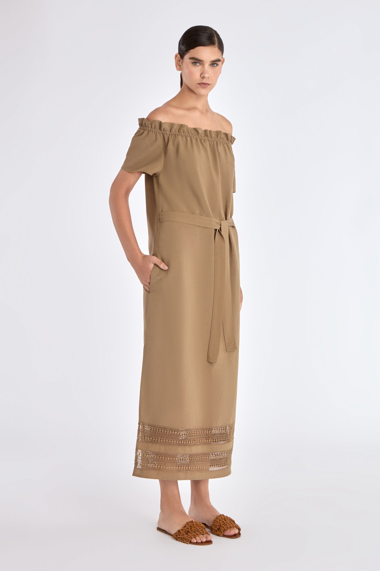 Cameron Artisan Embroidered Dress | Taupe