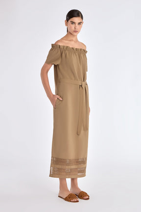 Cameron Artisan Embroidered Dress | Taupe