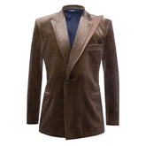 Brown velvet blazer with double satin lapel