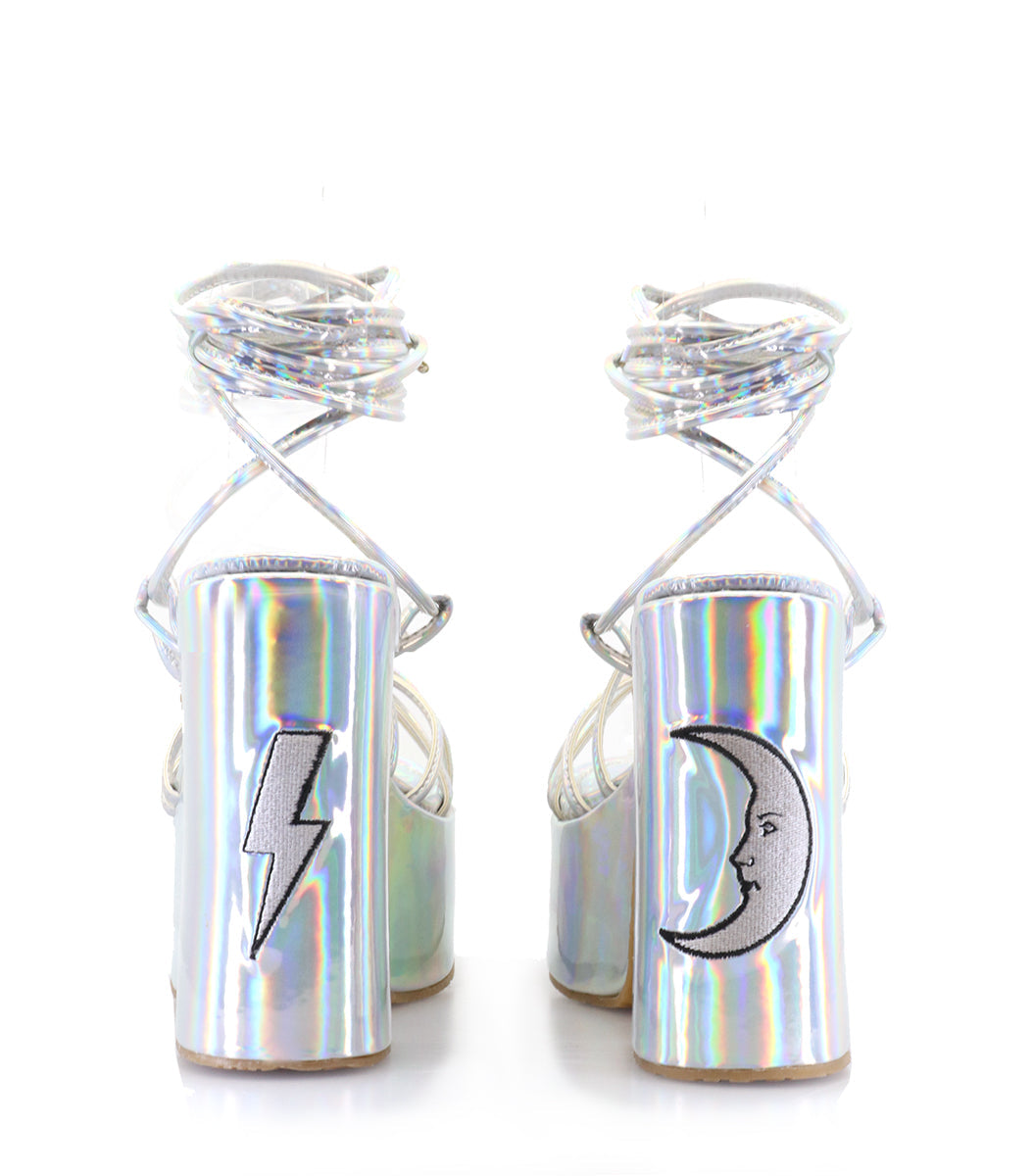 Shimmering Silver Platform Sandals Lottery