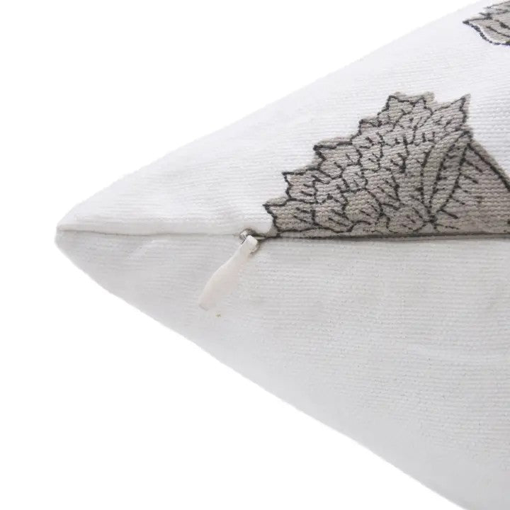 Bold Design Handmade Block Print Thick Cotton White Pillow Cover-  Badshah