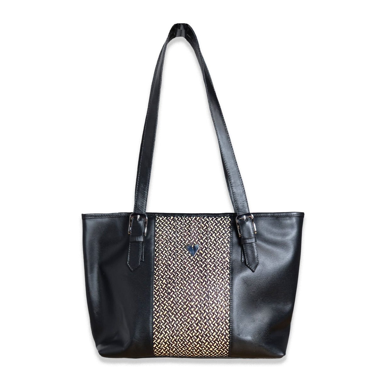 Black Leather Victoria Tote Bag