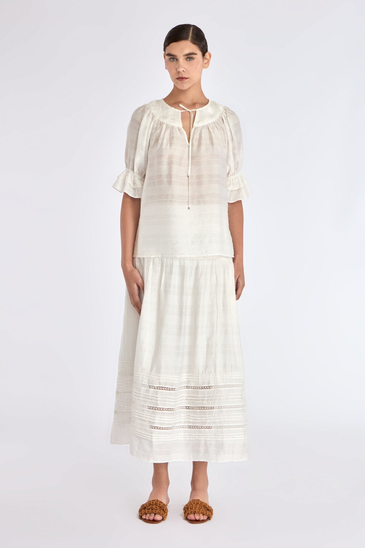 Lauren V-Slit Blouse | Off White