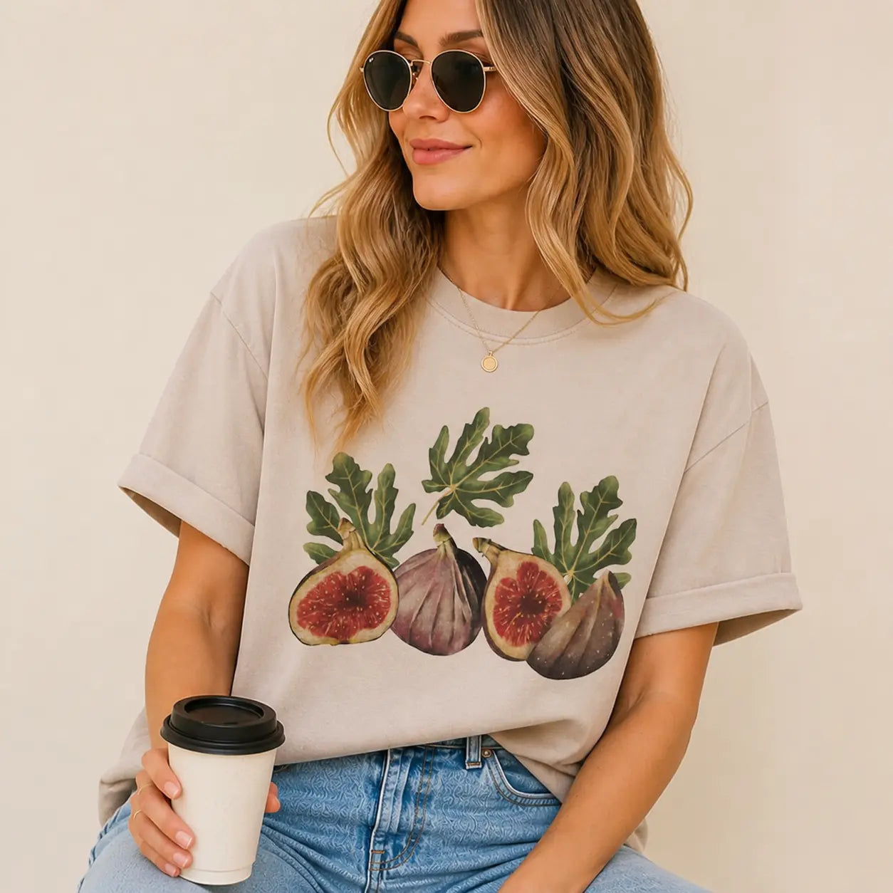 Botanical Fig and Leaf Graphic Tee