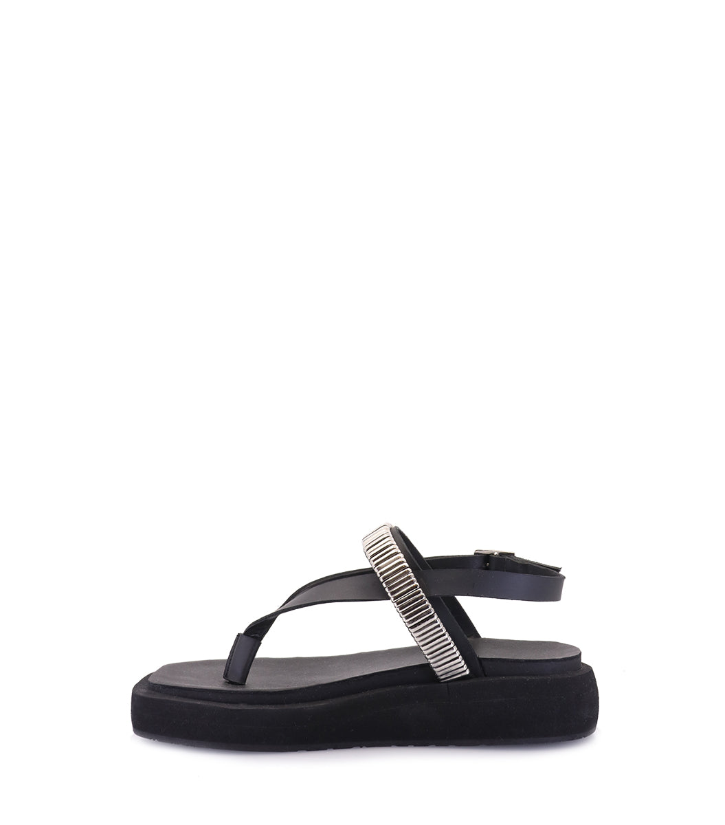 Stylish Eco-Friendly Black Platform Sandals Tury