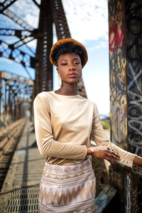 Fall into Fabulous Velvet top “Nude”