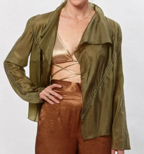 Elinor Flutter Front Parachute Jacket-Olive