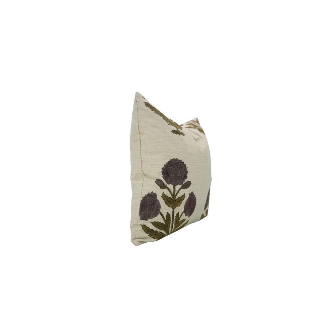 Hand Block Crafted Block Print Linen Blend Pillow Cover - Badshah