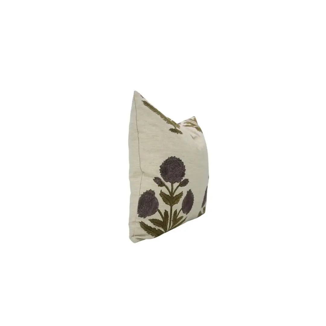 Hand Block Crafted Block Print Linen Blend Pillow Cover - Badshah