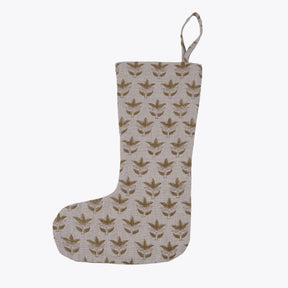 Floral Block Printed Thick Linen Christmas Tree Stocking - 7 Patti