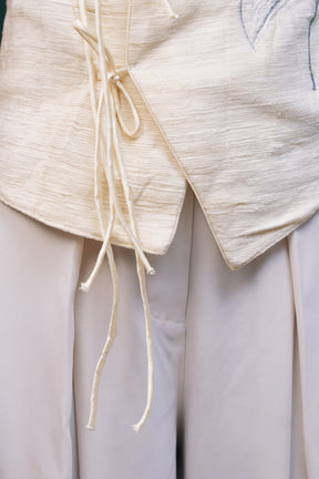 Ornamented Off-white Flared Pant