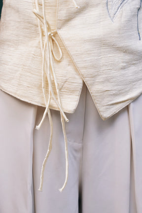 Ornamented Off-white Flared Pant