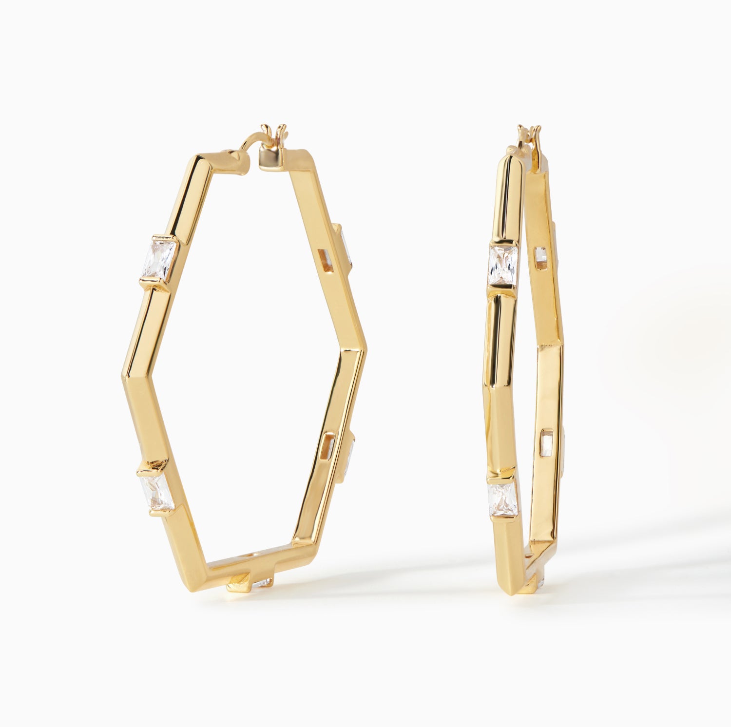 The Claire Hexagon Hoop Earrings - Large