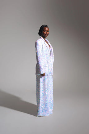 LIZA Sequin Blazer in PEARL