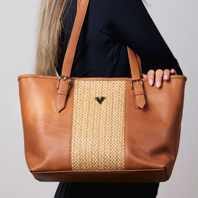 Brown Leather Victoria Tote Bag