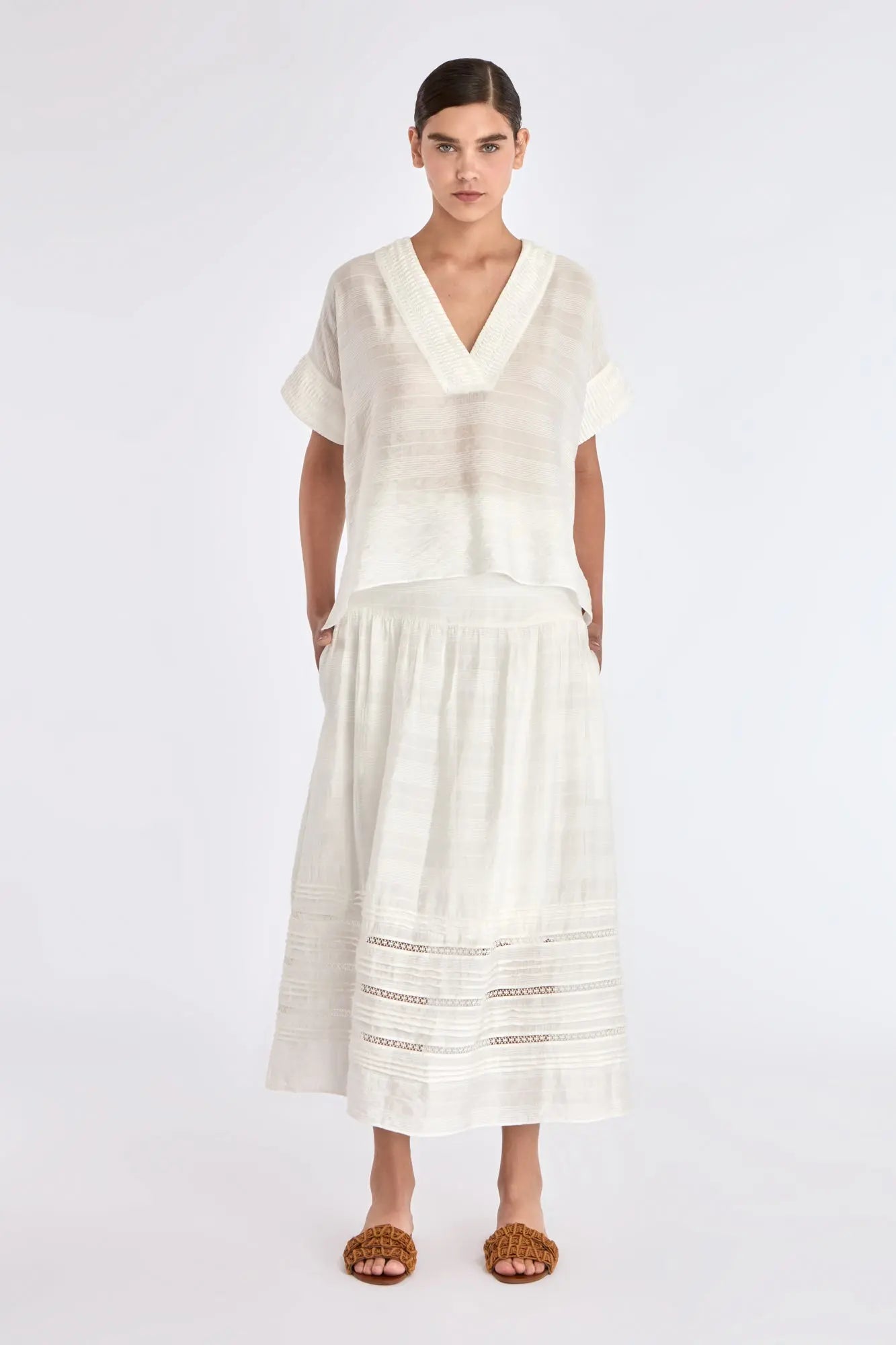 Ivy V-Neck Blouse | Off White