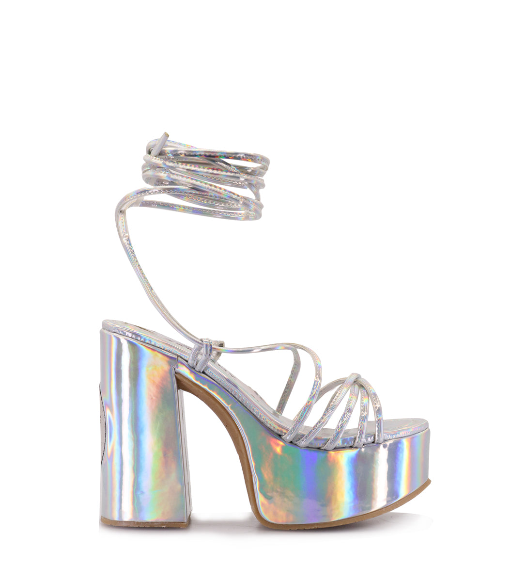 Shimmering Silver Platform Sandals Lottery