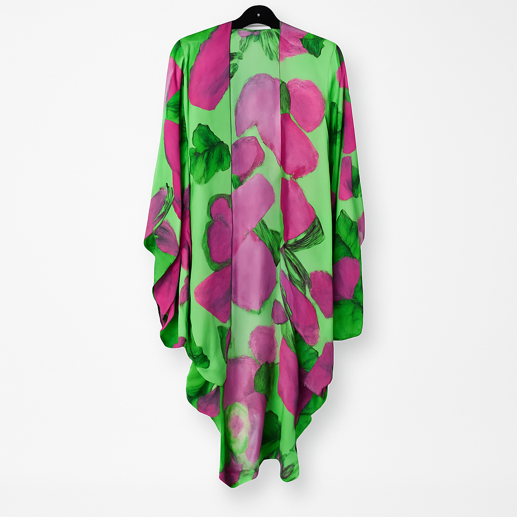 Green Magenta Blocks BW Kimono