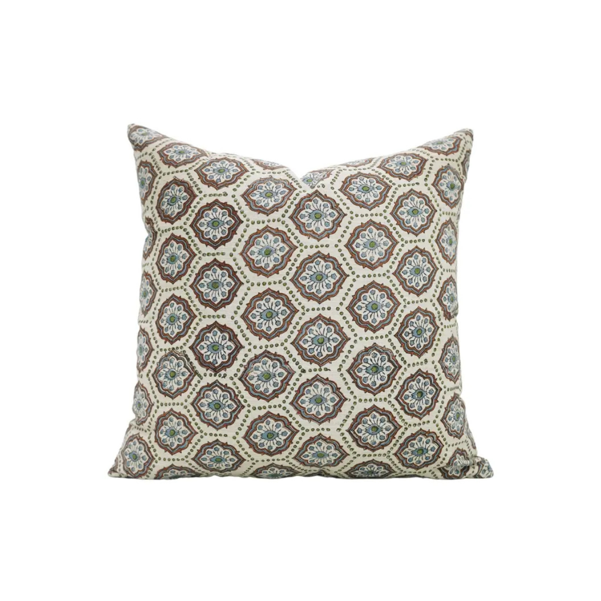 Bohemian Block Print Linen Blend Pillow Cover - Charkha