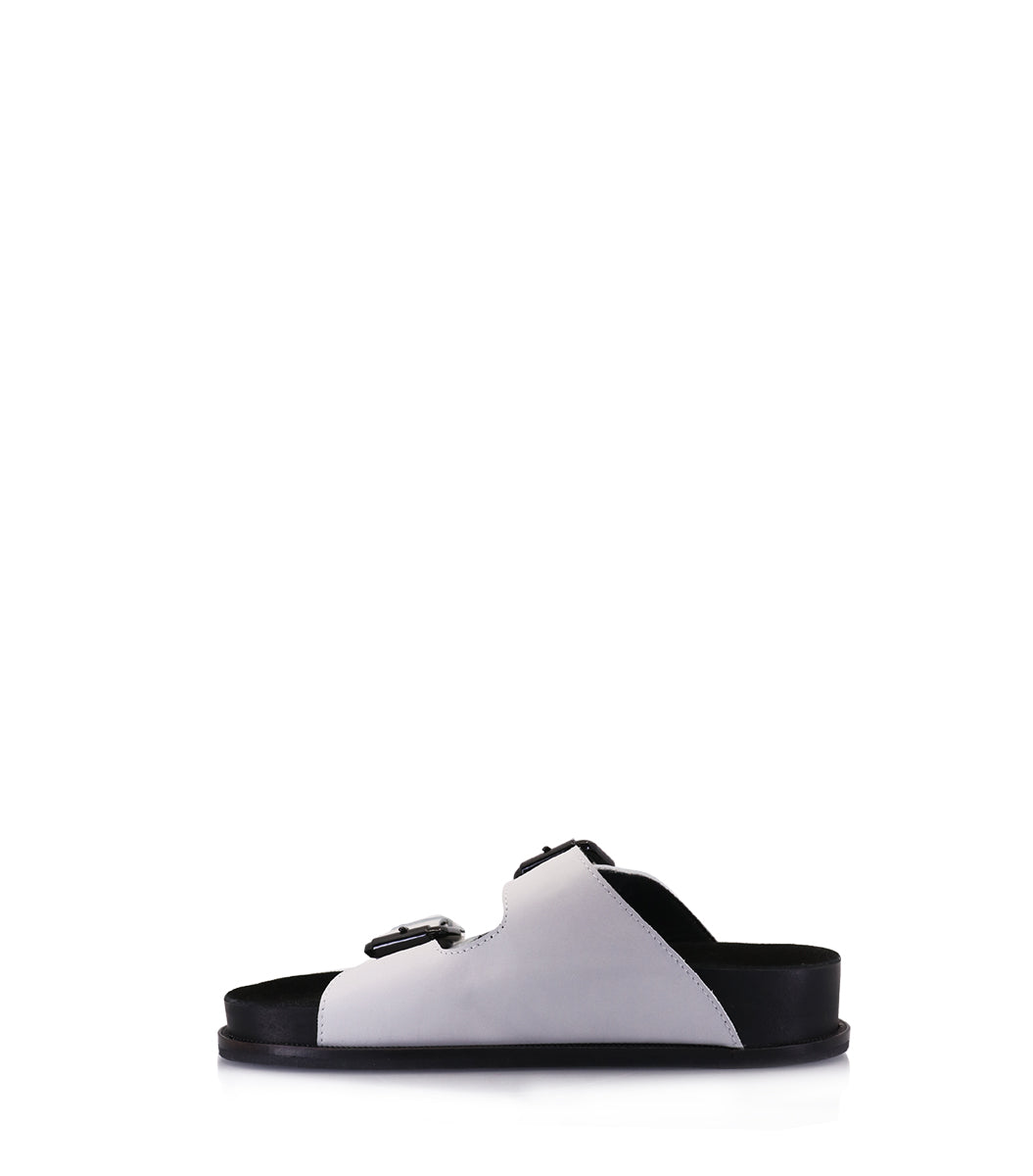 White Birk Sandals with Gloss Buckles Minty