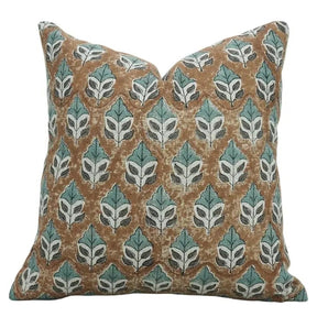 Indian Block Print Thick Linen Pillow Cover - Mayur