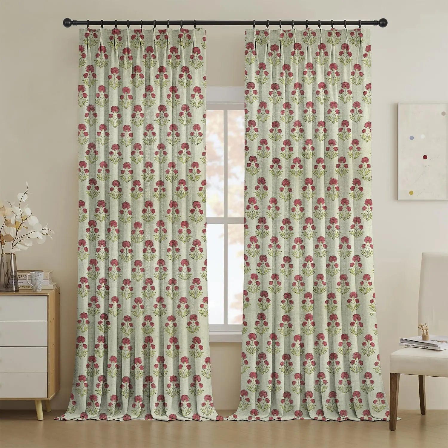 Elegant Print Pure Linen Window Curtain - Rishi
